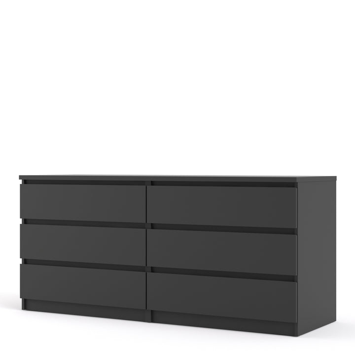 Naia Wide Chest of 6 Drawers (3+3) in Black Matt - TidySpaces