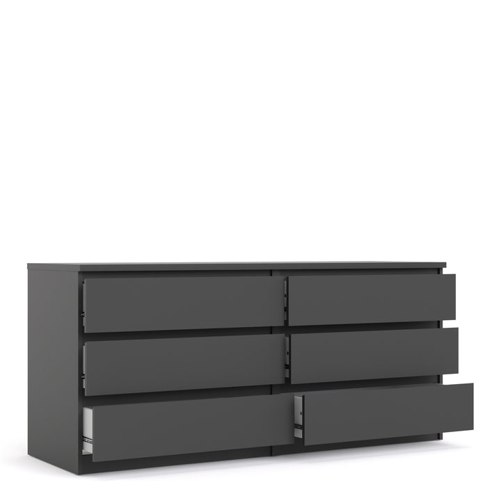 Naia Wide Chest of 6 Drawers (3+3) in Black Matt - TidySpaces