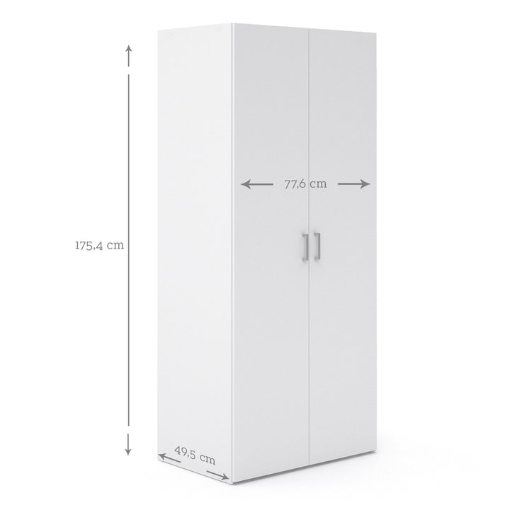 Space Wardrobe with 2 doors White 1750 - TidySpaces