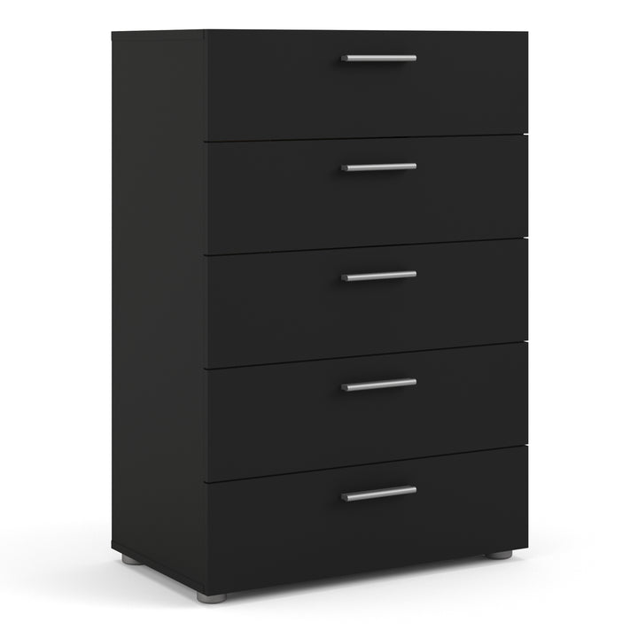 Pepe Chest of 5 Drawers in Black - TidySpaces