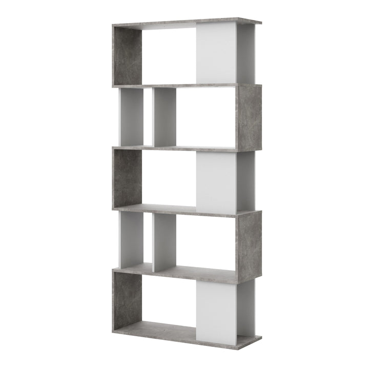 Maze Open Bookcase 4 Shelves in Concrete and White - TidySpaces
