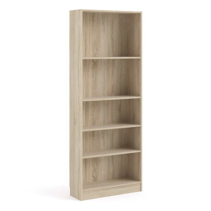 Basic Tall Wide Bookcase (4 Shelves) in Oak - TidySpaces