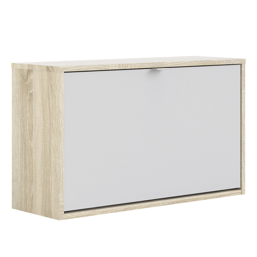 Shoes Shoe cabinet w. 1 tilting door and 2 layers Oak structure White - TidySpaces