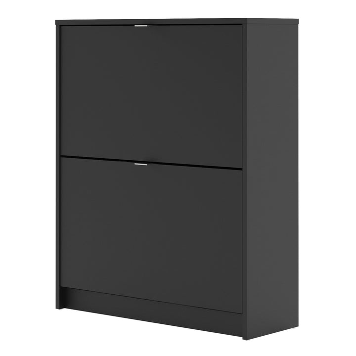 Shoes Shoe cabinet w. 2 tilting doors and 2 layers in Matt Black - TidySpaces