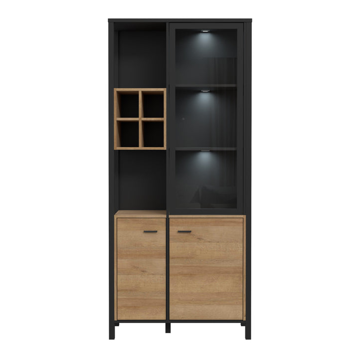 High Rock Display Cabinet in Matt Black/Riviera Oak - TidySpaces