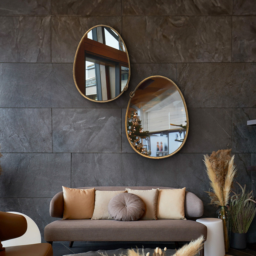 Twin-Wall-Mirrors-egg-shaped-with-knot - TidySpaces
