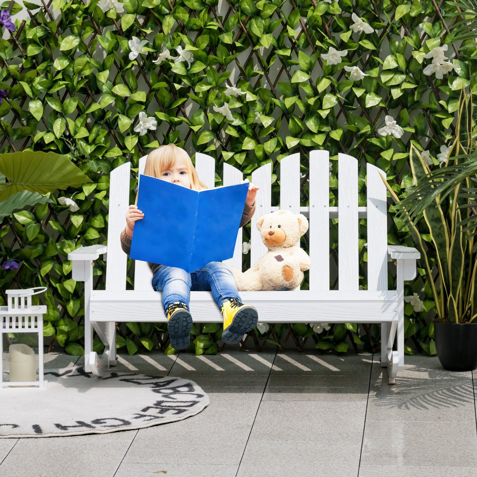 Cozy Kids Outdoor Seating perfect for reading and relaxing with a teddy bear, enhancing outdoor fun and creativity. - TidySpaces