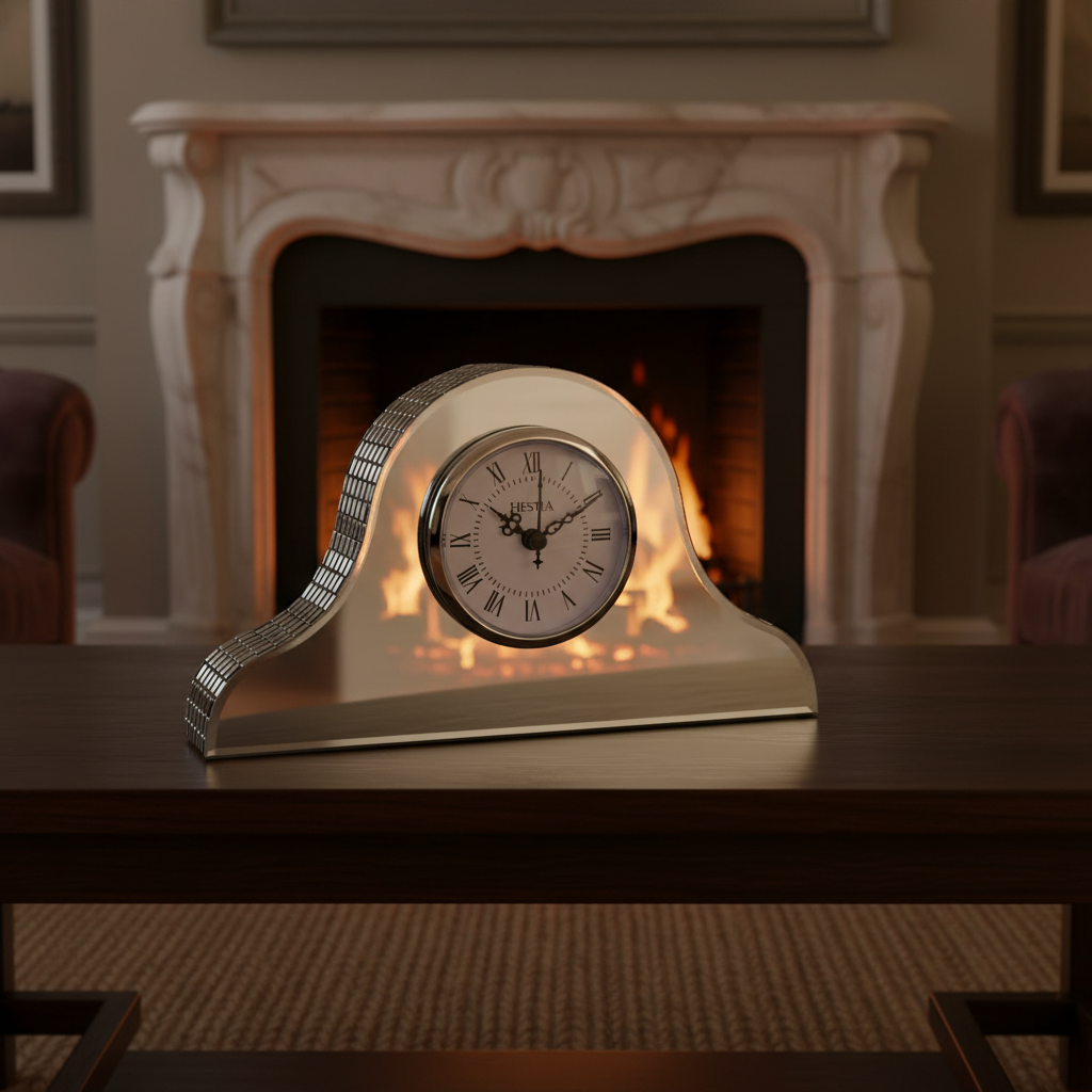 Glass Mantel Clock with Pendulum. 