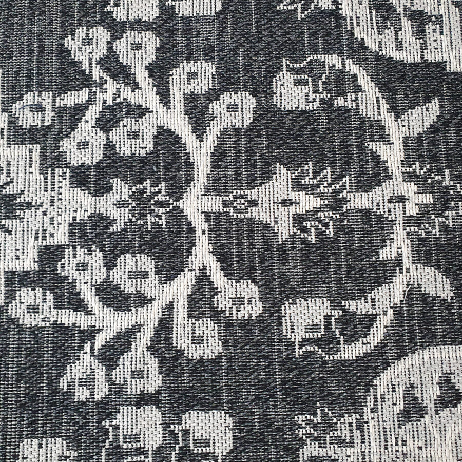 Cotton Rug Black Grey Oriental