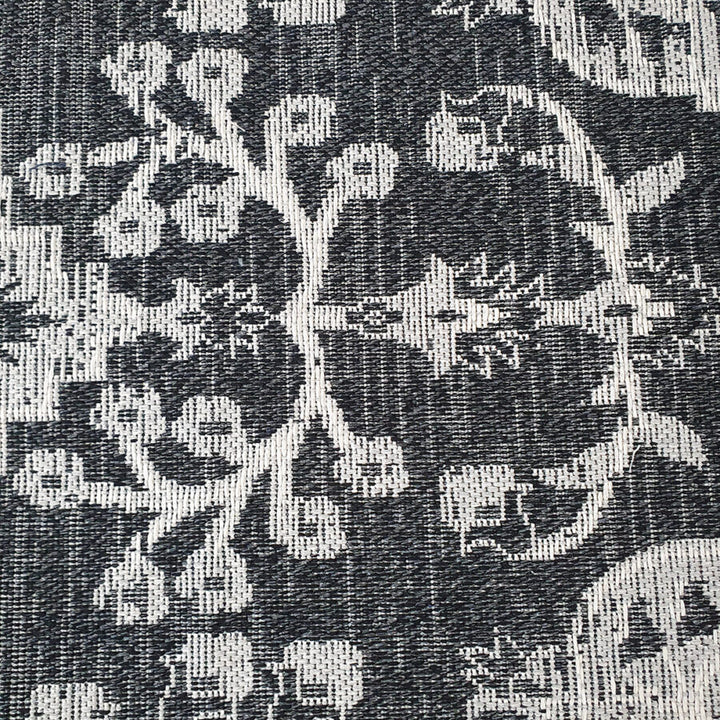 Cotton Rug Black Grey Oriental - TidySpaces