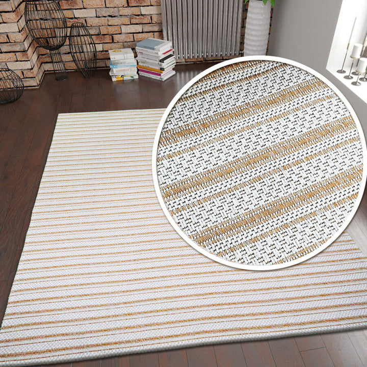 Cotton Rug Mustard Cream Striped