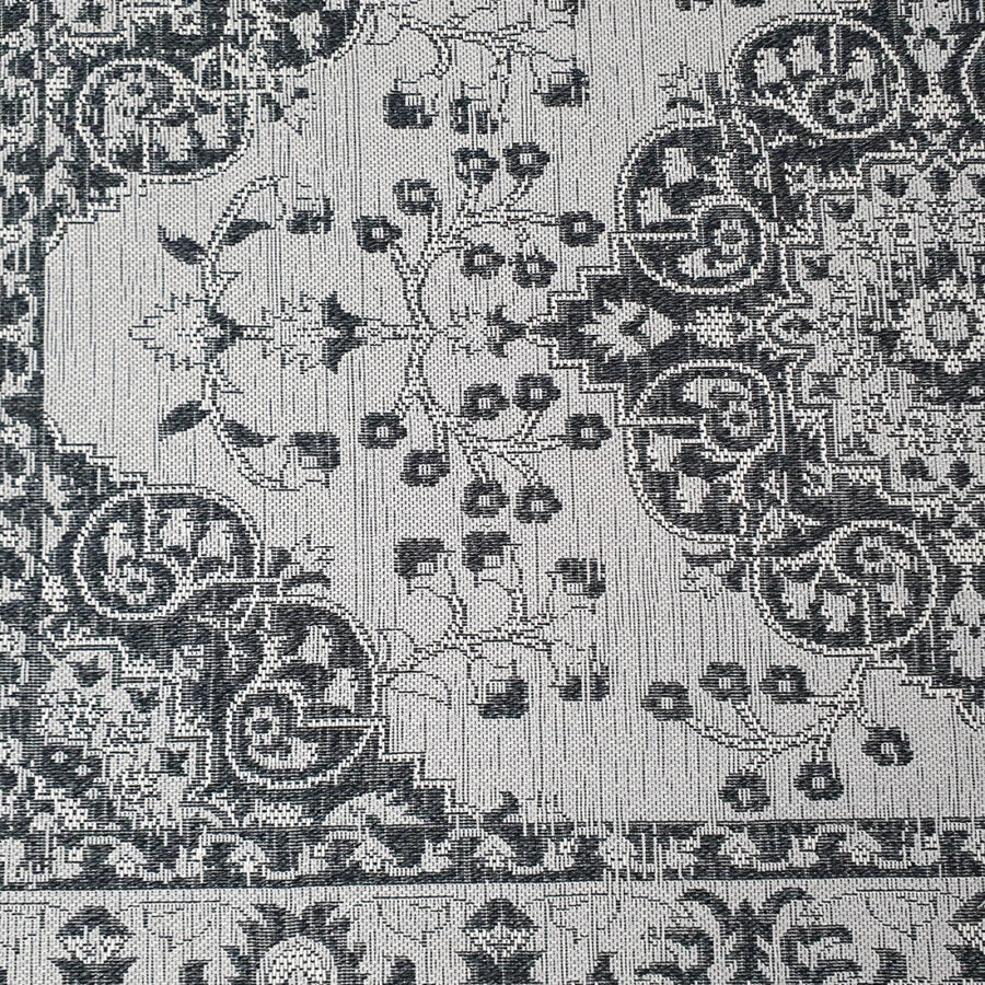 Cotton Rug Grey Black Oriental