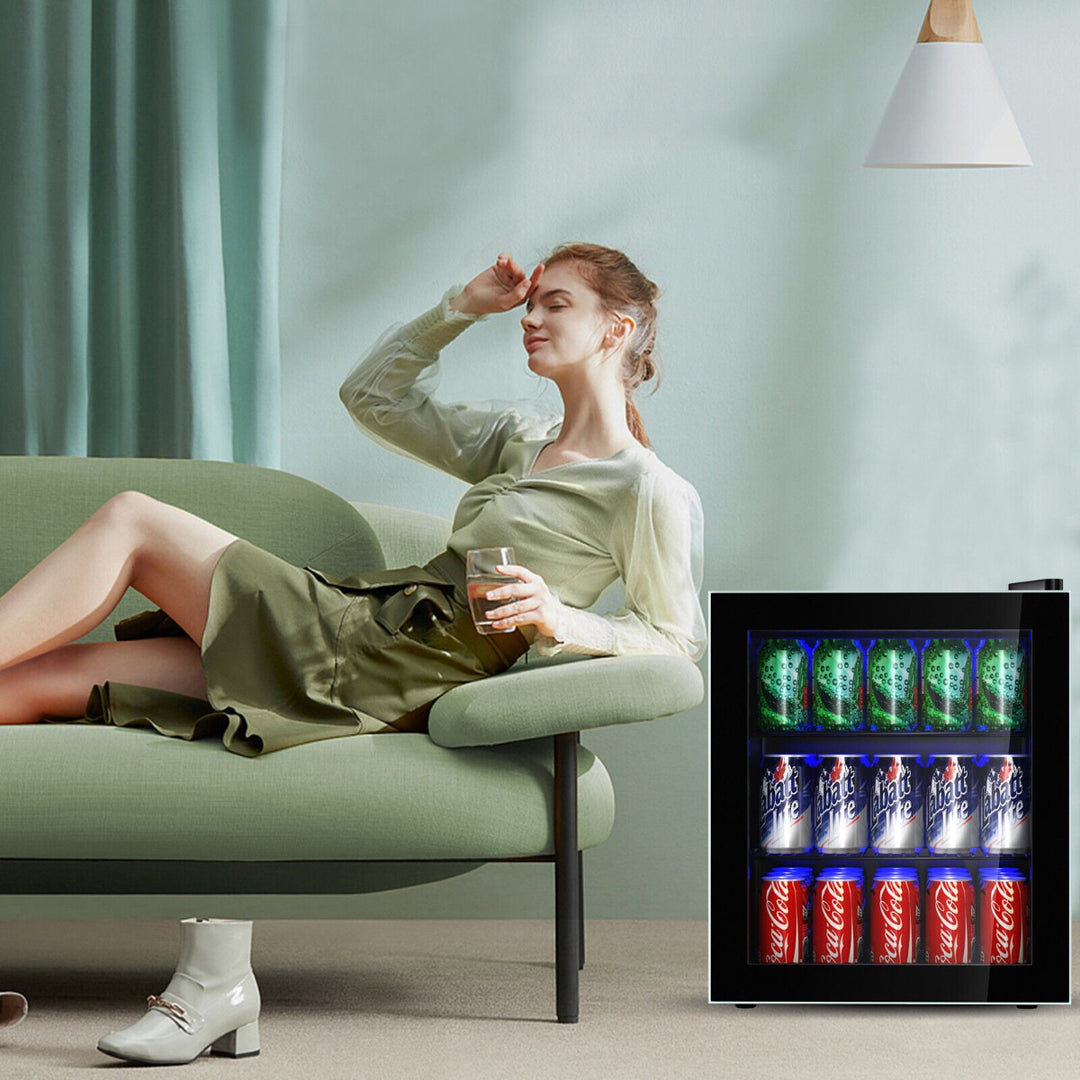 46L Mini Fridge Beverage Cooler Refrigerator Low Noise Drink Dispenser Machine-Black