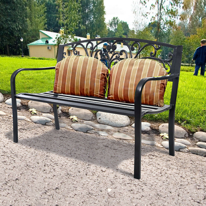 Patio Garden Bench with Steel Cast Iron Frame - TidySpaces