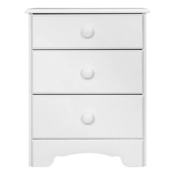 Nordic Bedside Table 3 Drawers, White - TidySpaces