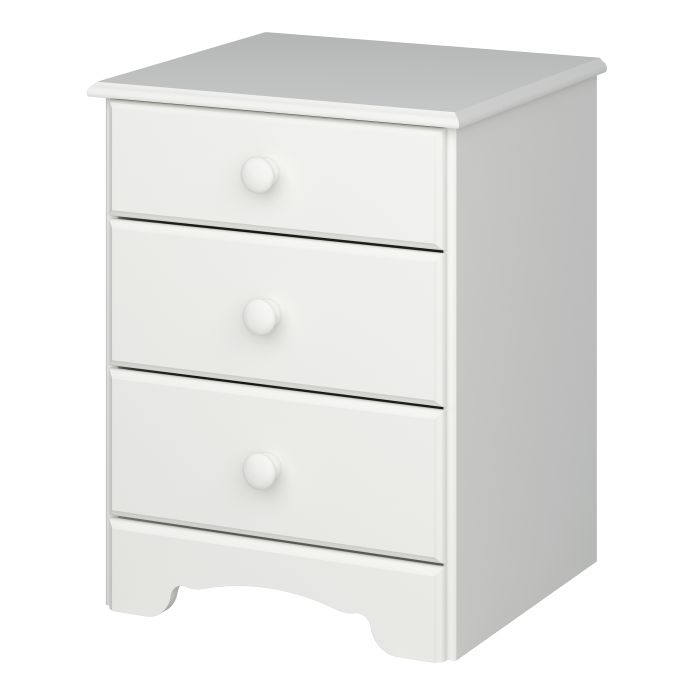 Nordic Bedside Table 3 Drawers, White - TidySpaces