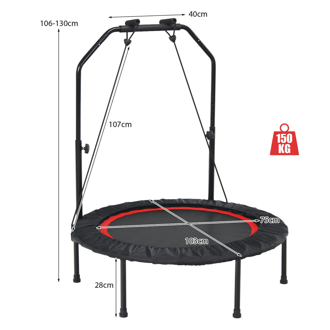 101 cm Mini Trampoline with 2 Resistance Bands and Adjustable Foam Handle - TidySpaces