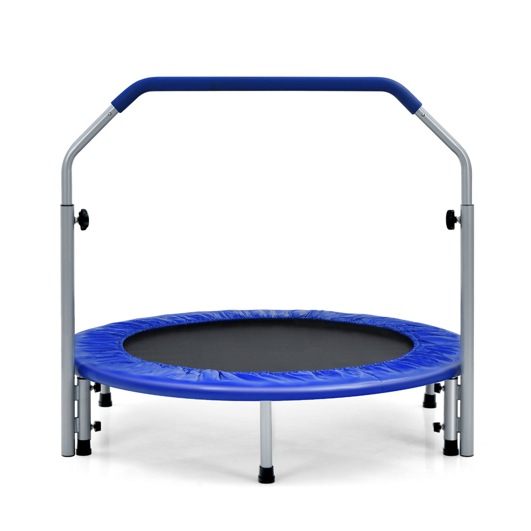 101cm Foldable Trampoline with 4 Level Adjustable Handle for Adults Blue - TidySpaces