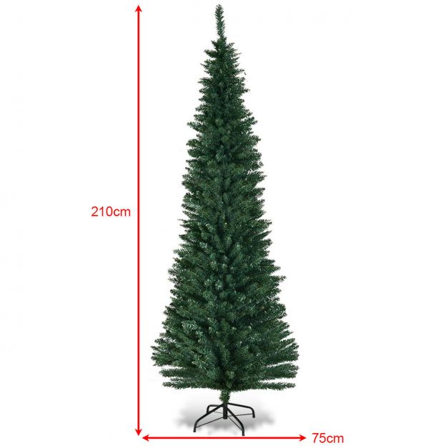 7ft Artificial Pencil Slim Christmas Tree with Metal Stand
