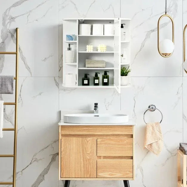 3-Tier Mirrored Wall Mounted Bathroom Cabinet - TidySpaces