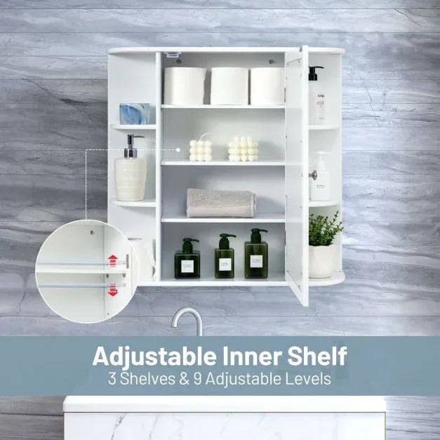 3-Tier Mirrored Wall Mounted Bathroom Cabinet - TidySpaces