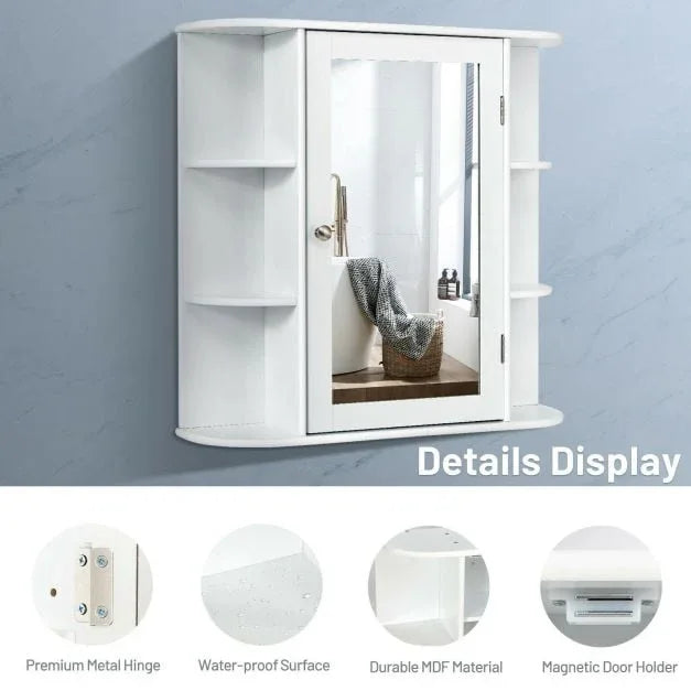 3-Tier Mirrored Wall Mounted Bathroom Cabinet - TidySpaces
