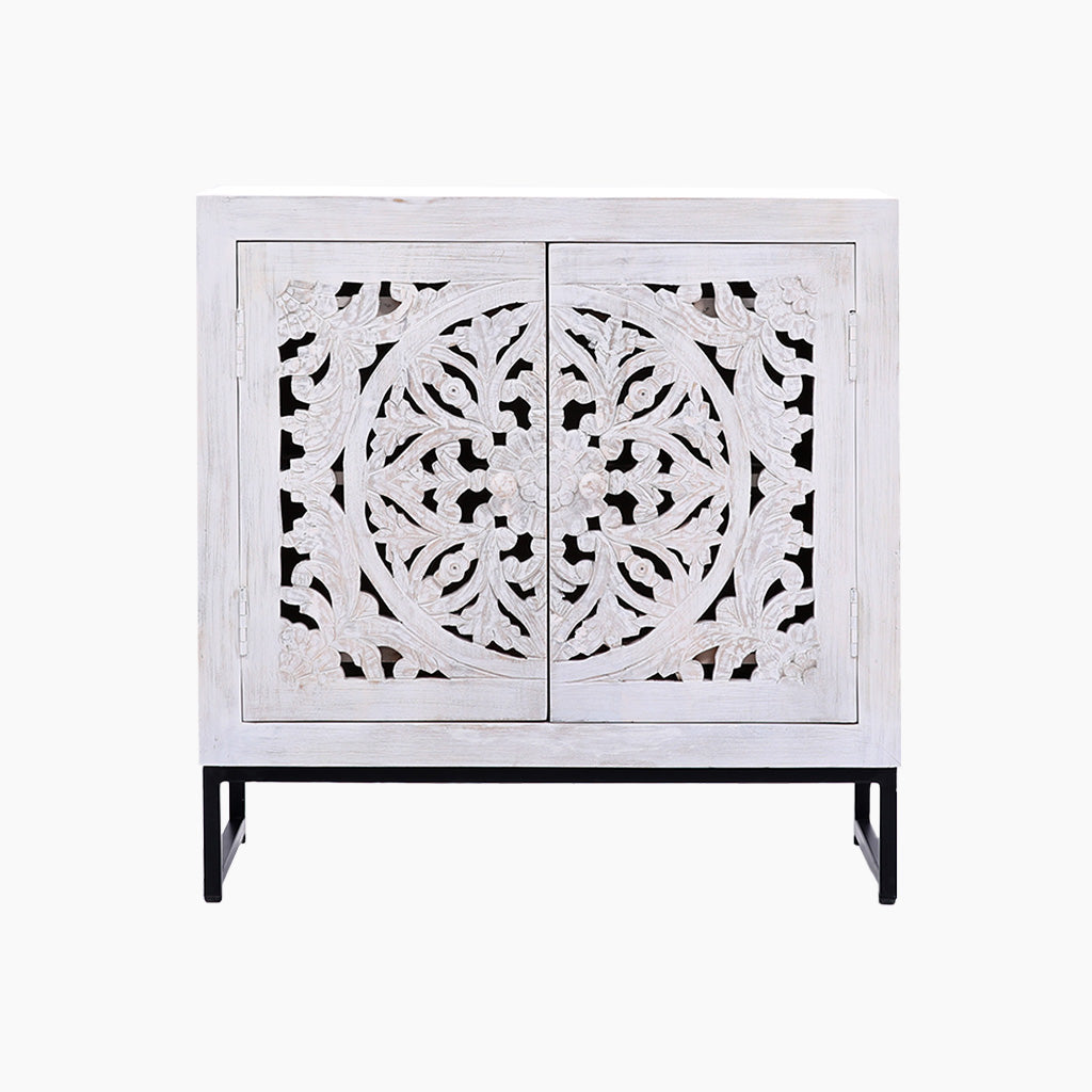 Mandala Two Door Wooden Cabinet - TidySpaces