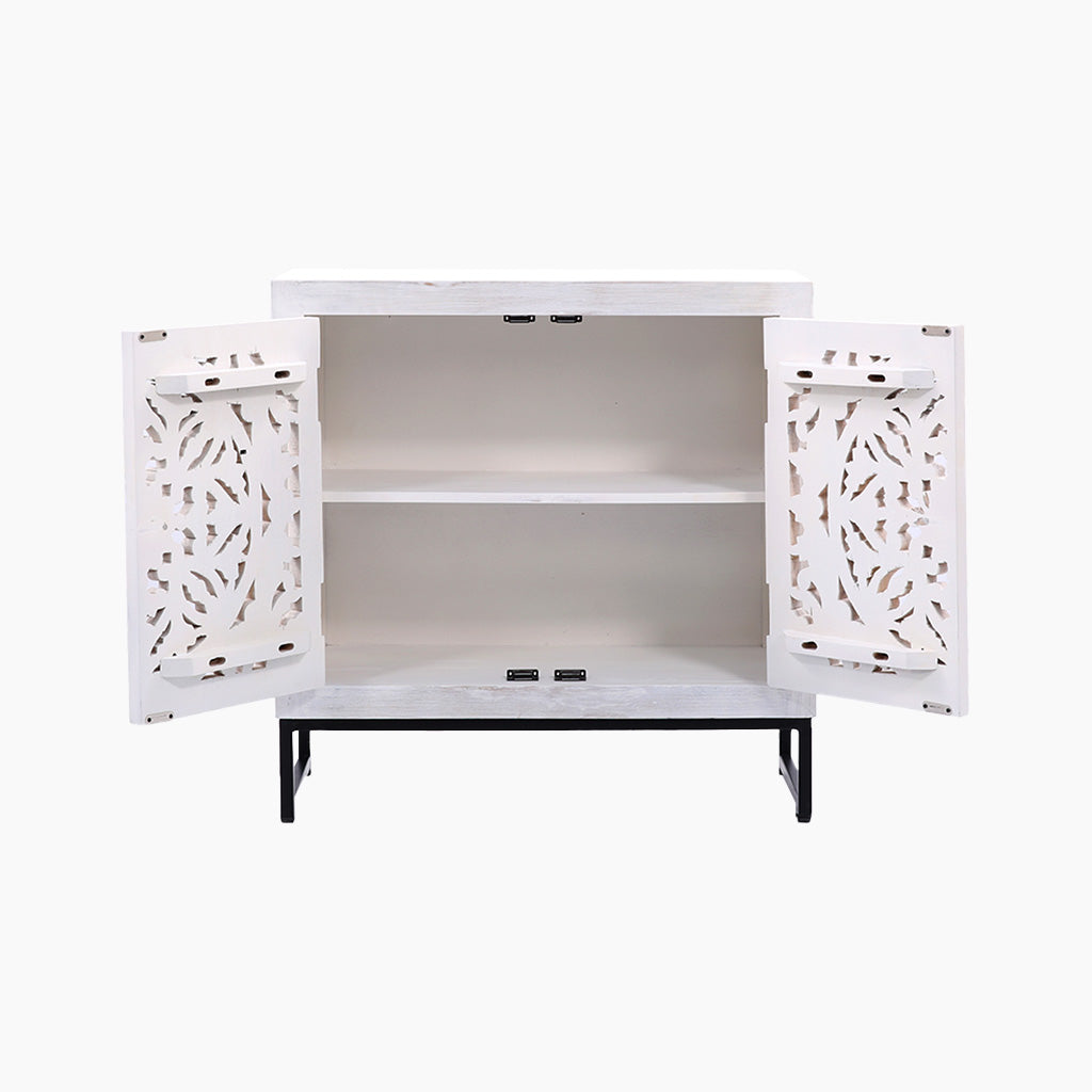 Mandala Two Door Wooden Cabinet - TidySpaces