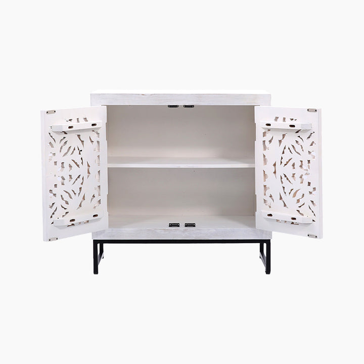 Mandala Two Door Wooden Cabinet - TidySpaces