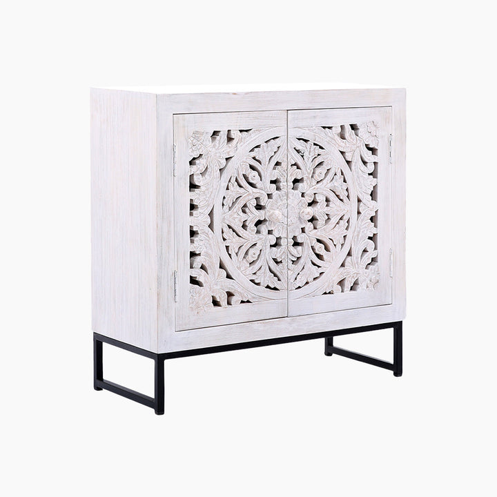 Mandala Two Door Wooden Cabinet - TidySpaces