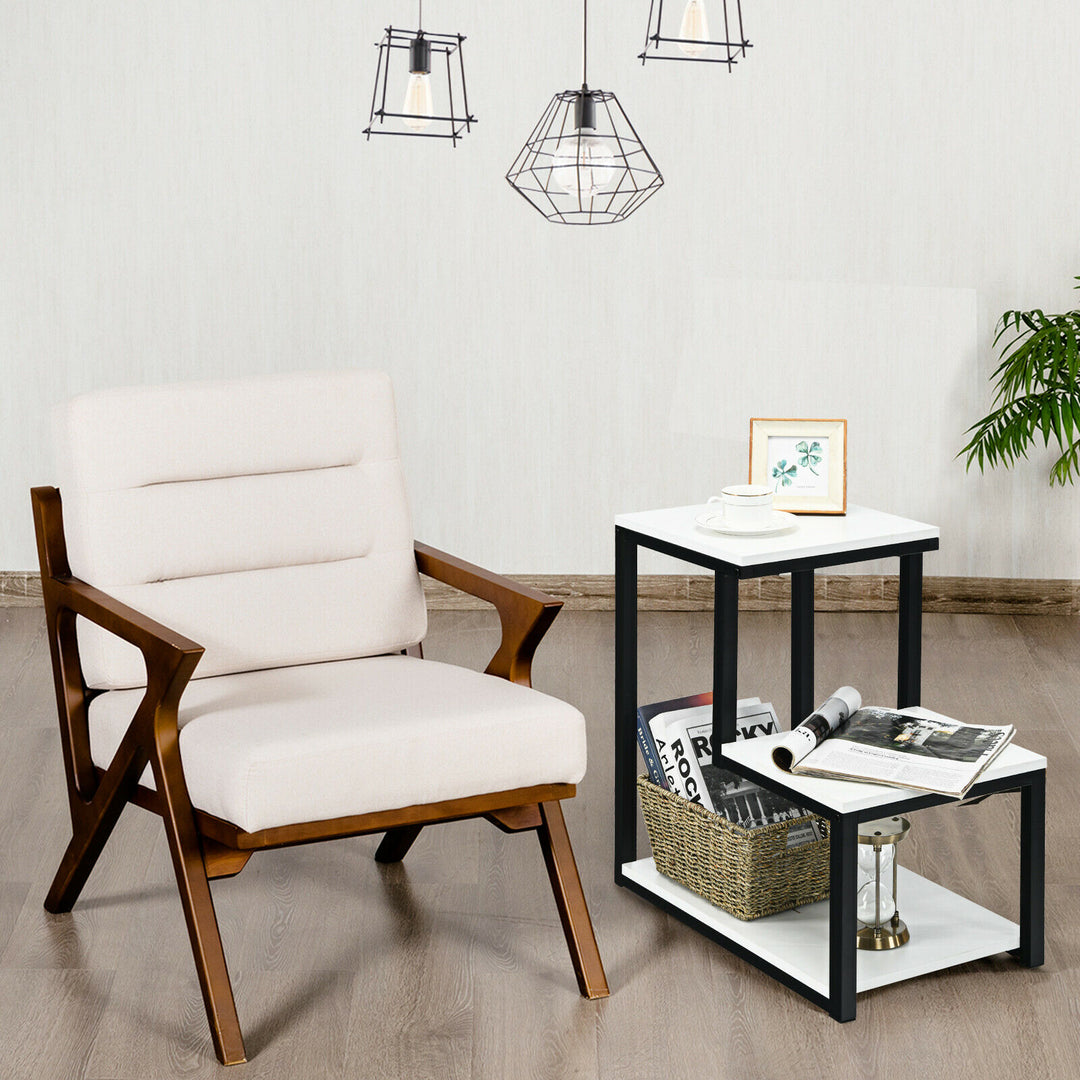 Industrial Styled End Table with 3 Shelves - TidySpaces