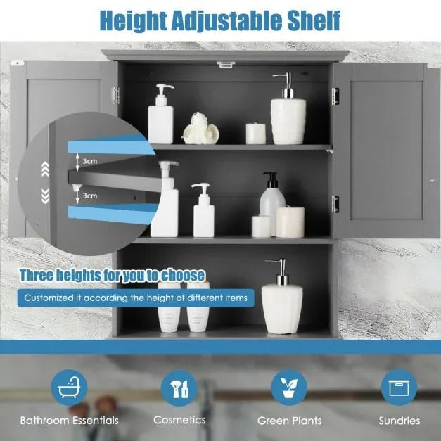 Wall Mounted Bathroom Storage Cabinet with Adjustable Shelf - TidySpaces