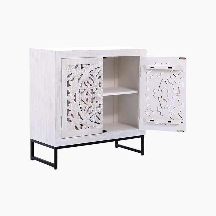 Mandala Two Door Wooden Cabinet - TidySpaces