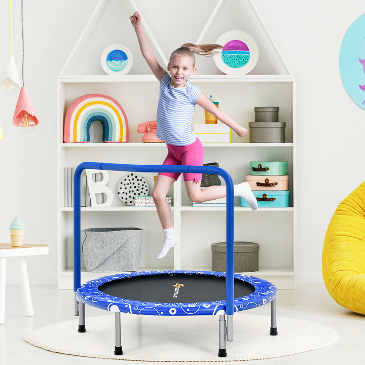 Child's Folding Trampoline with Padded Edge Cover and Full Covered Handle