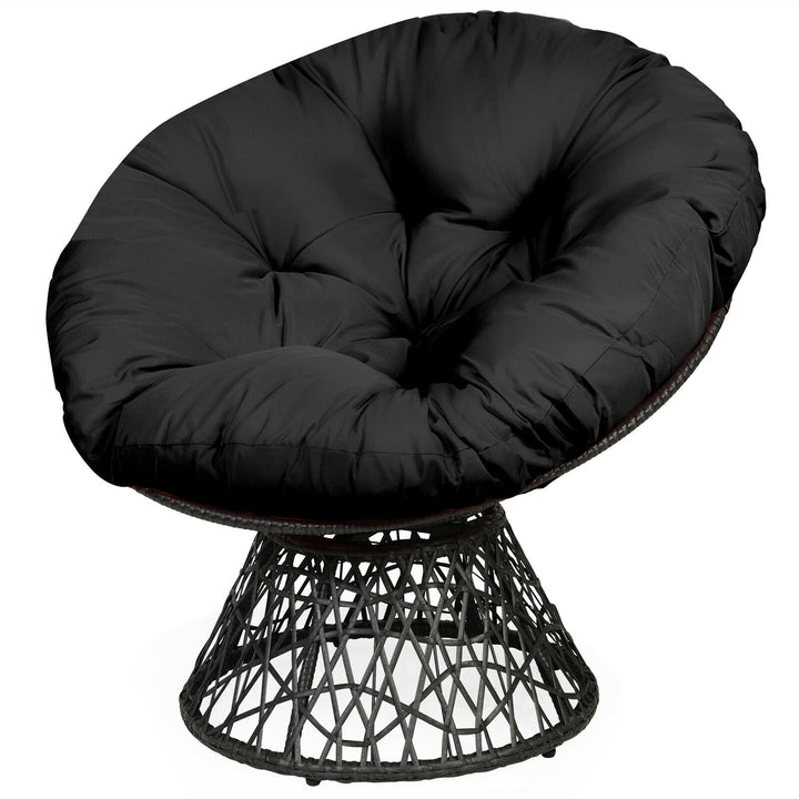 Rattan Papasan Chair with 360° Swivel and Soft Cushion