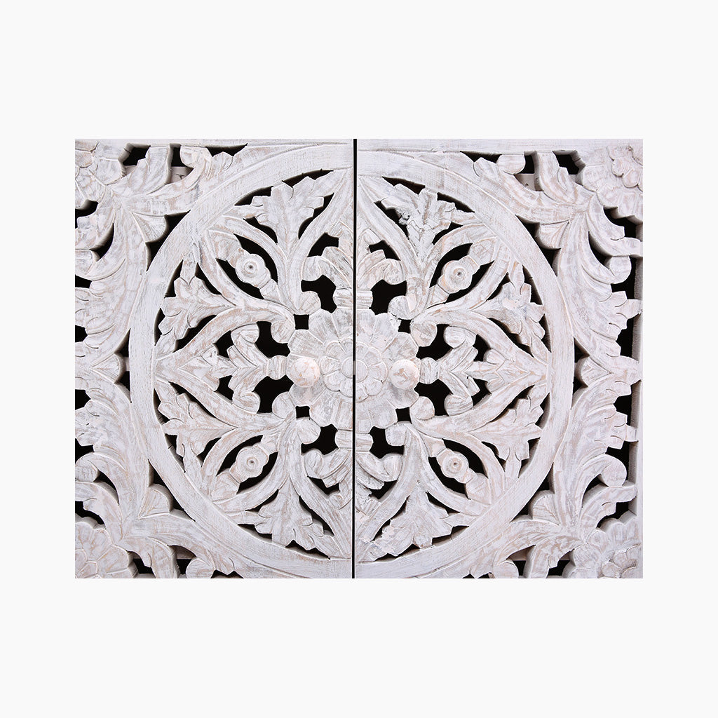 Mandala Two Door Wooden Cabinet - TidySpaces