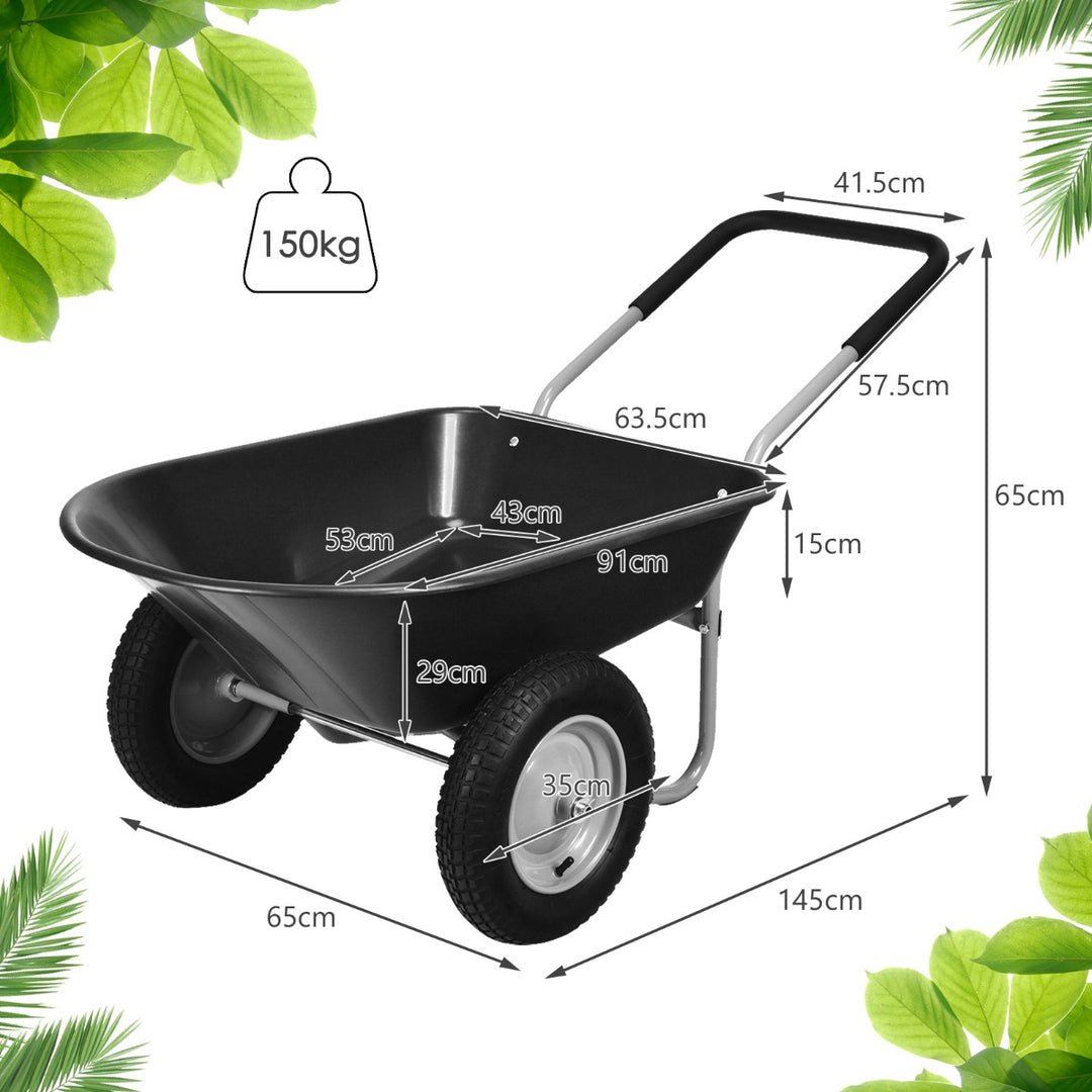 2 Tire Wheelbarrow with Pneumatic Tires 150KG