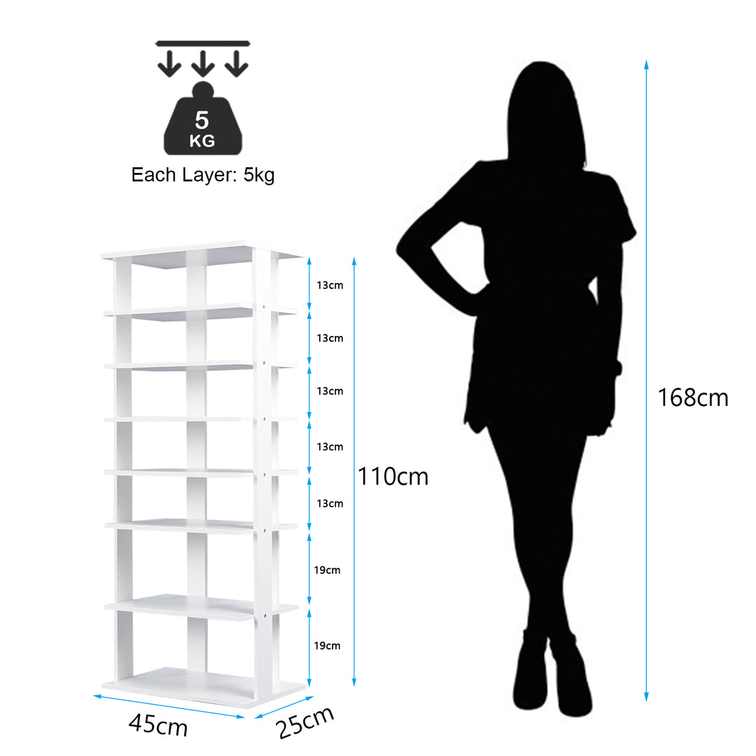 Extra Wide Wooden Vertical Shoe Rack with 7 Shelves