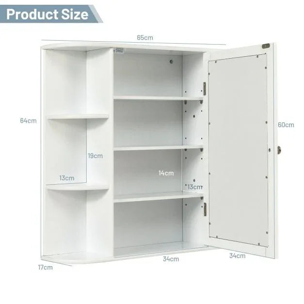 3-Tier Mirrored Wall Mounted Bathroom Cabinet - TidySpaces