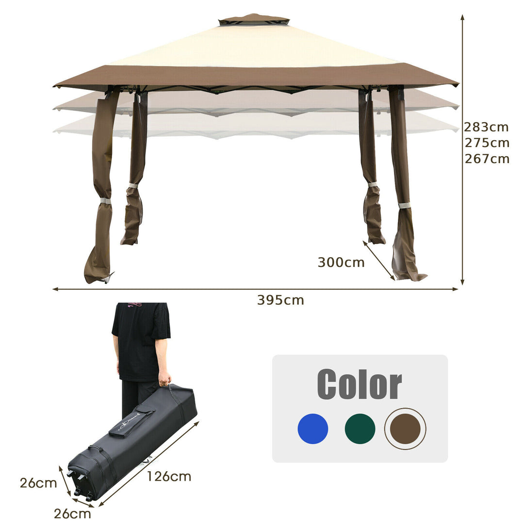 Large Adjustable Height Gazebo Canopy Patio Shelter