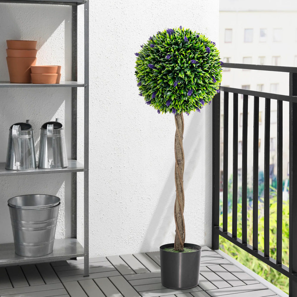 115 CM Artificial Boxwood Topiary Tree Fake Lavender Ball Plant-Green - TidySpaces