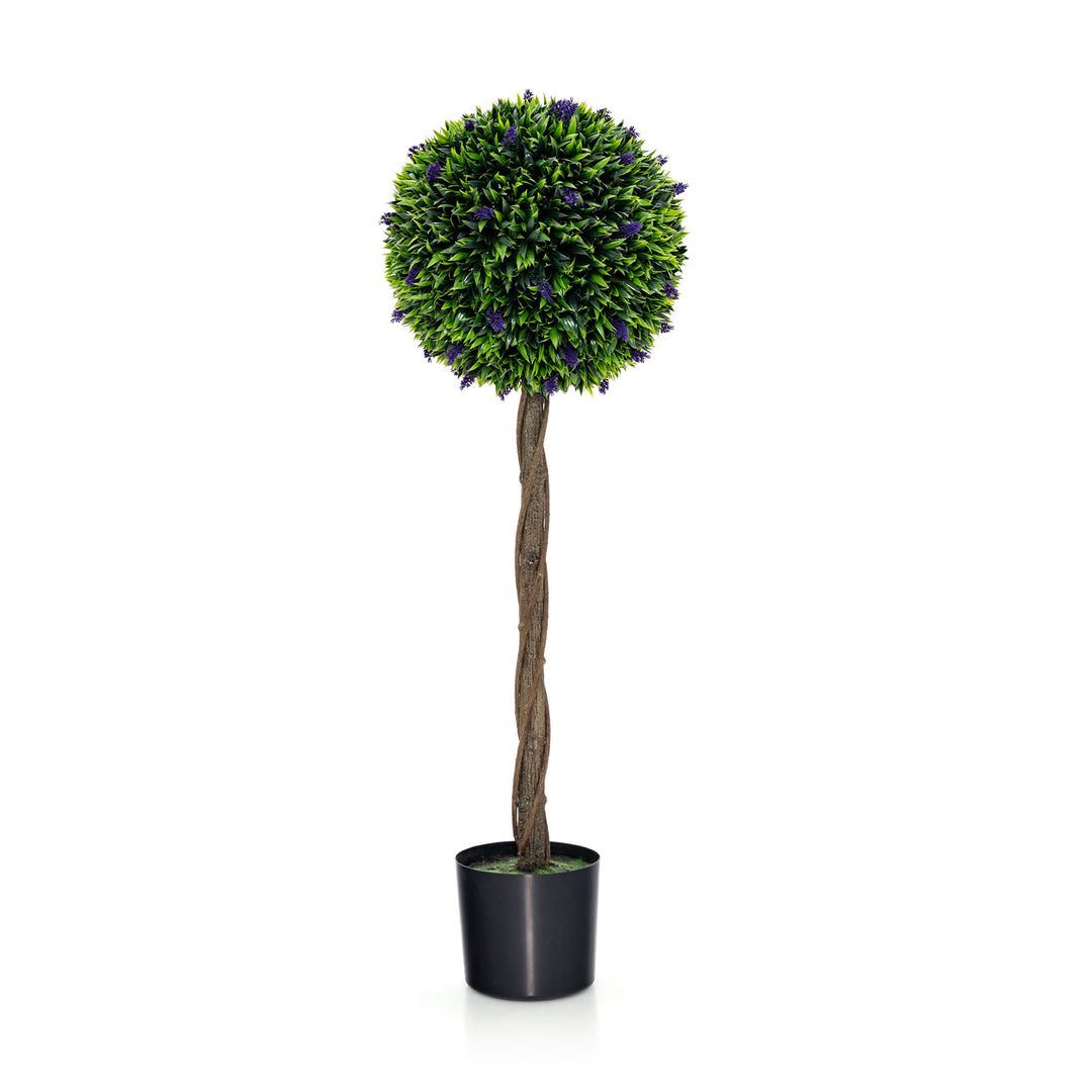 115 CM Artificial Boxwood Topiary Tree Fake Lavender Ball Plant-Green - TidySpaces
