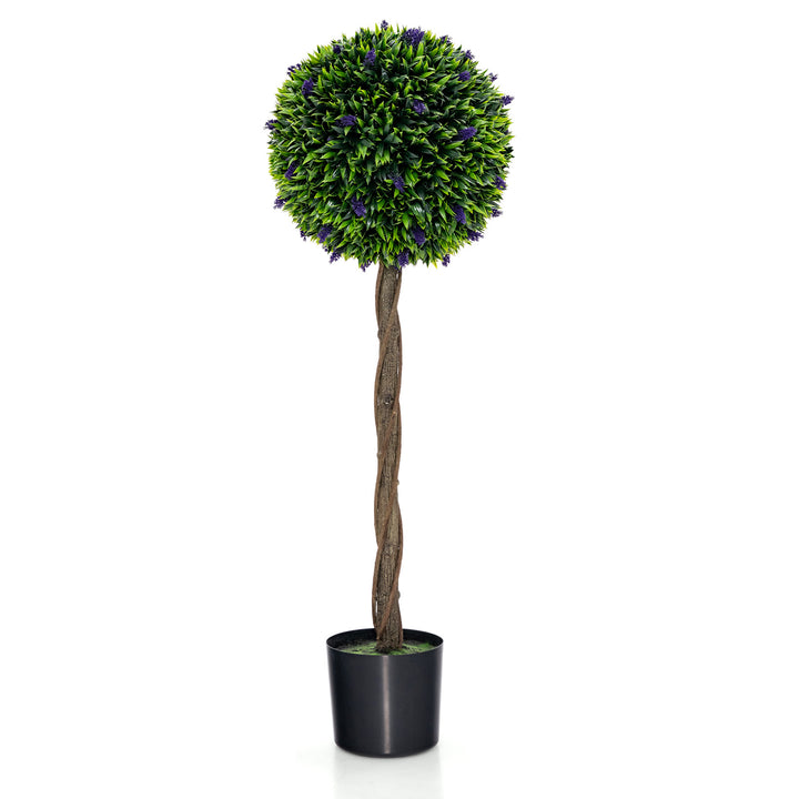 115 CM Artificial Boxwood Topiary Tree Fake Lavender Ball Plant-Green - TidySpaces