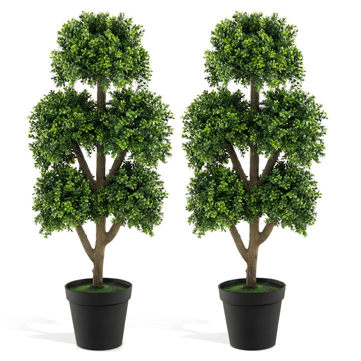 115cm Artificial Boxwood Topiary Ball Tree for Home Office Front Porch-Green