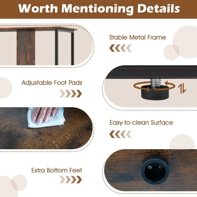 Industrial Open Shelf Display Rack with 2 Anti-tipping Kits for Living Room Bedroom Study in Rustic Brown