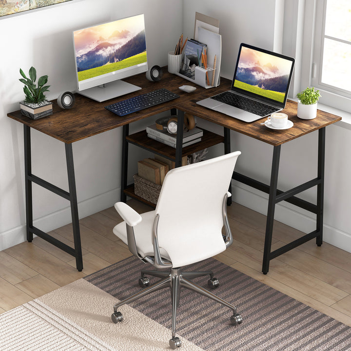 120cm L Shaped Computer Desk Corner Study Writing Desk with Outlets - TidySpaces