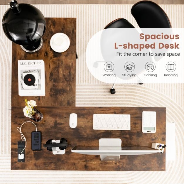 120cm L Shaped Computer Desk Corner Study Writing Desk with Outlets - TidySpaces