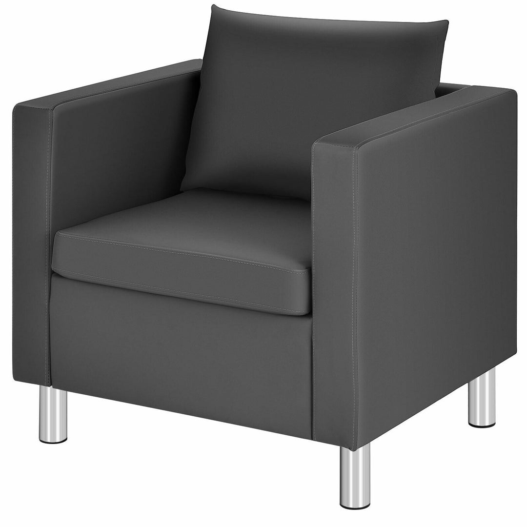 Single PU Leather Accent Tub Chair with Pillow - TidySpaces