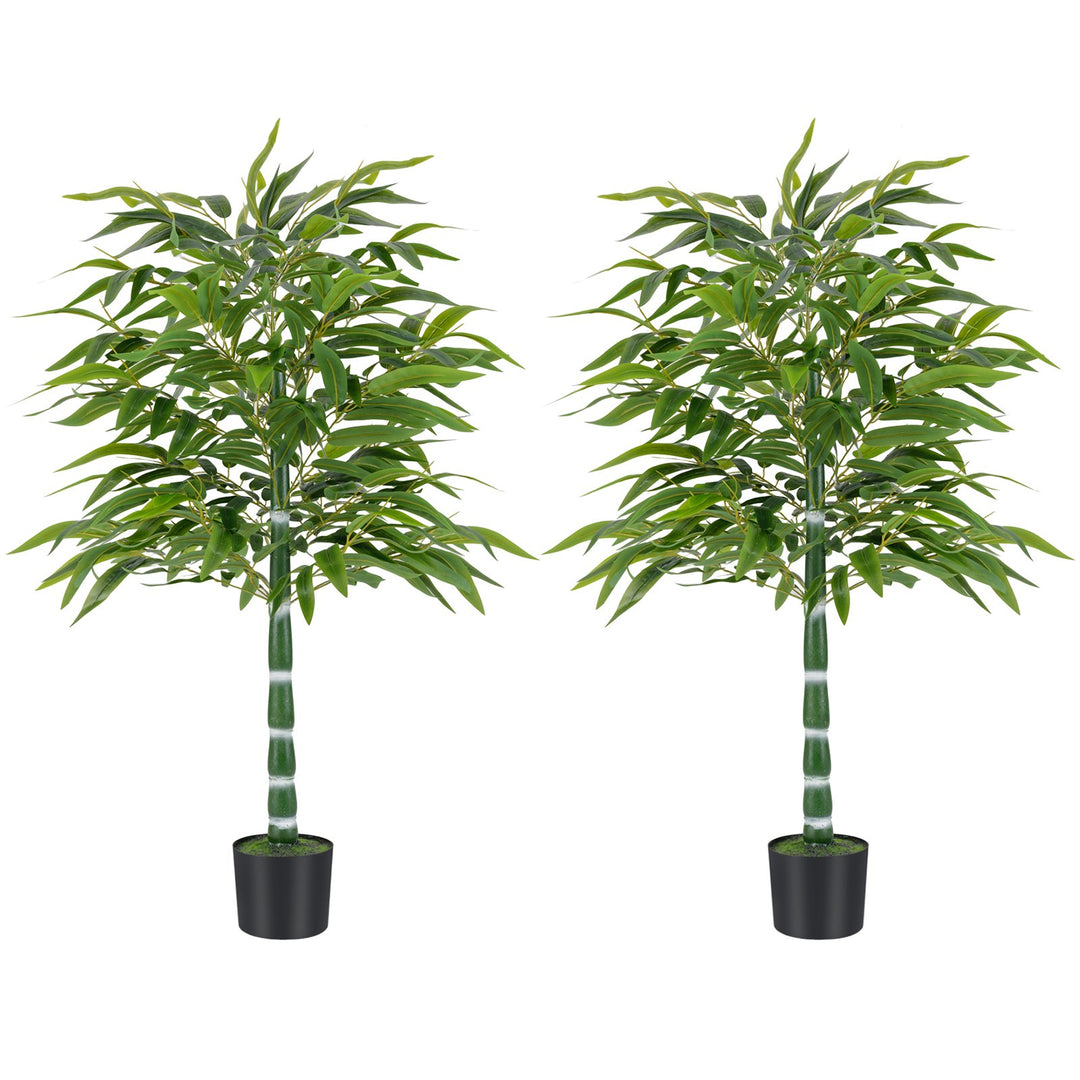 125 CM Artificial Bamboo Tree Set of 2 with Plastic Nursery Pot and Adjustable Branches - TidySpaces