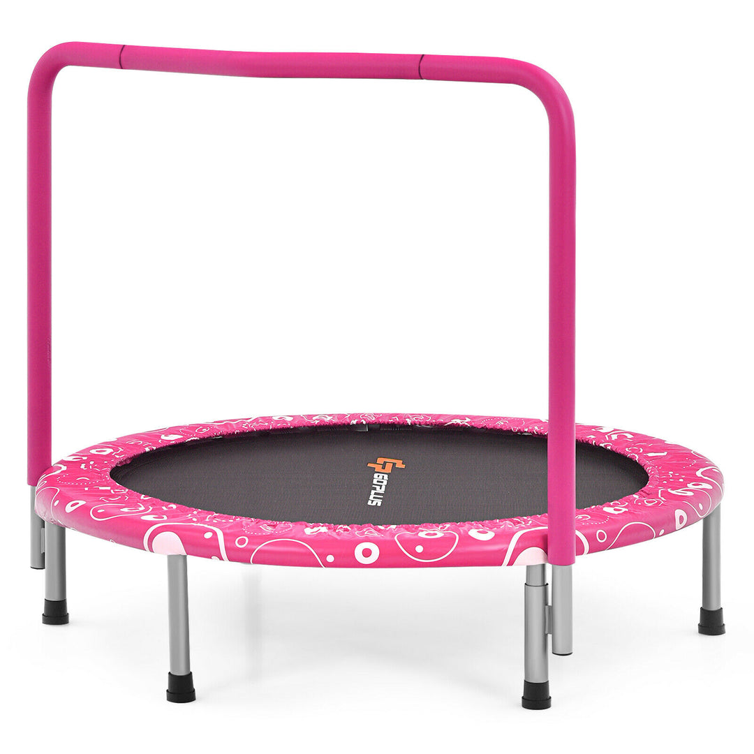 Child's Folding Trampoline with Padded Edge Cover and Full Covered Handle